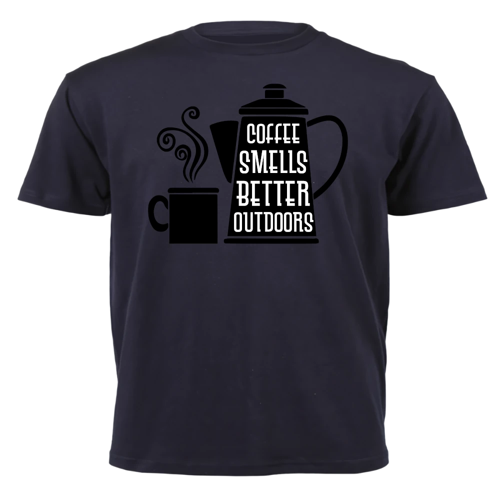 T-Shirt - Coffee Smells Better Outdoors