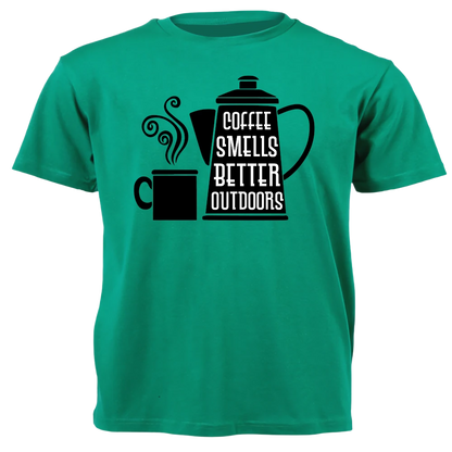 T-Shirt - Coffee Smells Better Outdoors