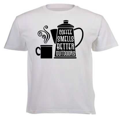 T-Shirt - Coffee Smells Better Outdoors
