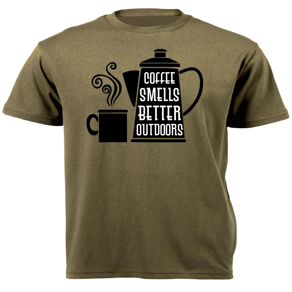 T-Shirt - Coffee Smells Better Outdoors